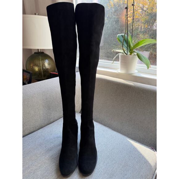 STUART WEITZMAN City Microstretch Suede Over-the-knee Boots Black Sz 10.5 - Picture 4 of 16